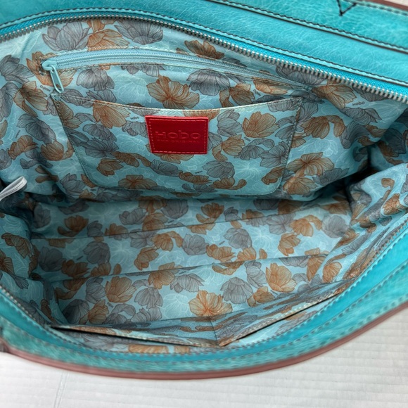 HOBO teal turquoise leather large tote bag purse - Picture 9 of 11